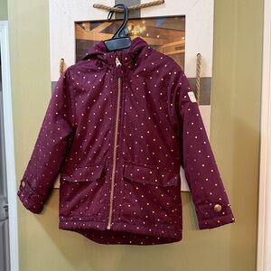 OshKosh B'gosh Burgundy Raincoat with Gold Dots